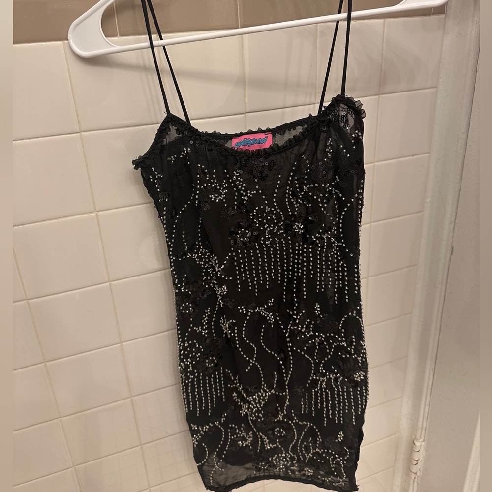 Beaded Chiffon Mini Dress